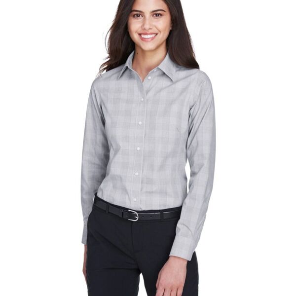 Women's Crown Collection® Glen Plaid Woven Dress Shirt Thumbnail