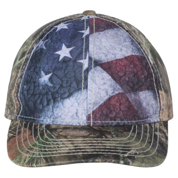 SEW N STITCHES Camo Cap with Flag Sublimated Front Panels Thumbnail