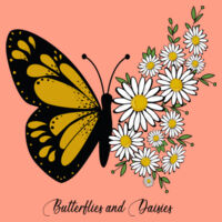 BUTTERFLIES AND DAISES - SPORT TEK ® Ladies PosiCharge ® Tri Blend Wicking Fleece Crop Hooded Pullover  Design