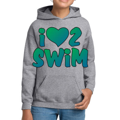 I Love to Swim YOUTH Gildan® - Youth Heavy Blend™ Hooded Sweatshirt Thumbnail