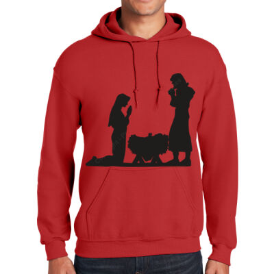 Mary and Joseph with Baby Jesus GIldan Adult Hoodie Thumbnail
