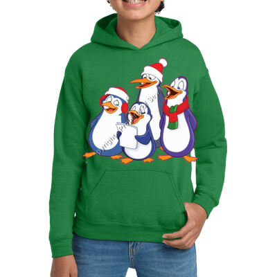 Penguins Singing Christmas Carols - GILDAN YOUTH Hoodie Thumbnail
