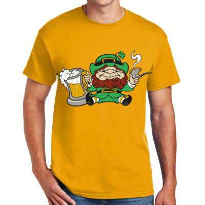 LEPRECHAUN WITH BEER AND PIPE GILDAN DRYBLEND 50/50 COTTON/POLY T-SHIRT Thumbnail