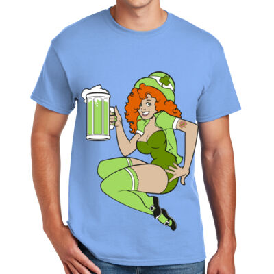 IRISH LADY WITH GREEN BEER - GILDAN DRYBLEND T-SHIRT Thumbnail