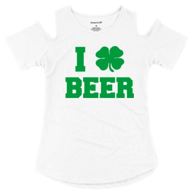 I LOOVE BEER COLD SHOULDER T-SHIRT Thumbnail