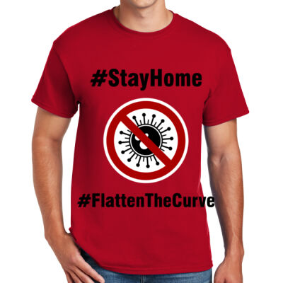 STAY AT HOME FLATTEN THE CURVE - DryBlend ® 50 Cotton/50 Poly T Shirt Thumbnail