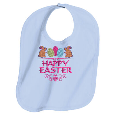 HAPPY EASTER BIB WITH BUNNIES AND EGGS - Infant Premium Jersey Bib Thumbnail