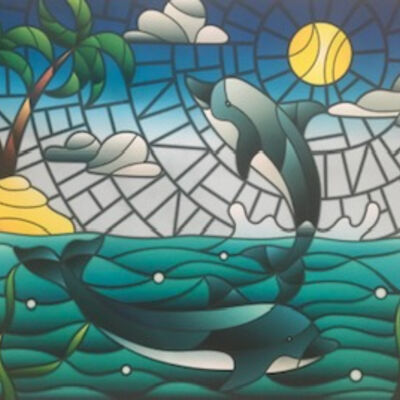 DOLPHIN STATIC WINDOW CLING CLEAR 15"H BY 18"W Thumbnail