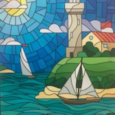 LIGHTHOUSE BEACH STATIC WINDOW CLING CLEAR 27"H BY 18"W Thumbnail