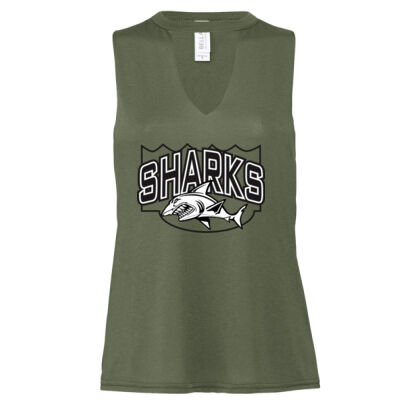 SHARKS -  Fast Fashion Women's Flowy Cut Neck Tank Thumbnail