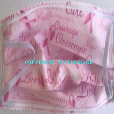 FACEMASK - NON-MEDICAL GRADE HOMEMADE MASKS 2- PLY COTTON - BREAST CANCER AWARENESS Thumbnail