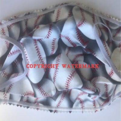 FACEMASK - NON-MEDICAL GRADE HOMEMADE MASK 2-PLY COTTON - BASEBALLS Thumbnail
