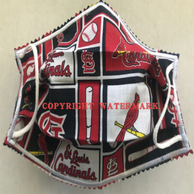 FACE MASK - NON-MEDICAL GRADE HOMEMADE MASK - 2 -PLY- STL CARDINALS PATCHES Thumbnail