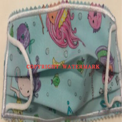 YOUTH FACE MASK - NON-MEDICAL GRADE HOMEMADE MASK - 2-PLY CLOTH- WASHABLE - REUSABLE - USA MADE - MERMAIDS Thumbnail