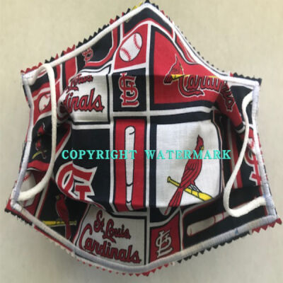 YOUTH FACEMASK - NON-MEDICAL HOMEMADE MASK - STL CARDINALS PATCHES Thumbnail