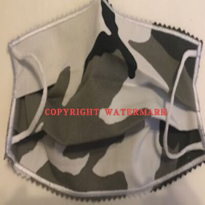 FACEMASK - NON-MEDICAL HOMEMADE MASK - CAMOUFLAGE GRAY BLACK WHITE Thumbnail