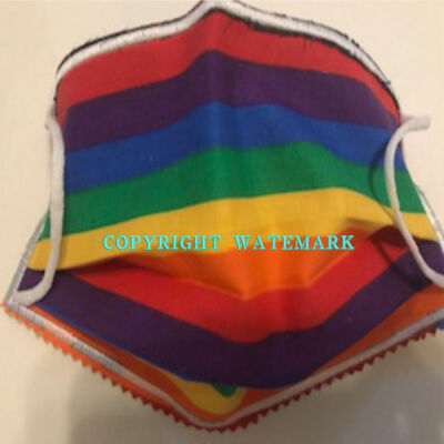FACEMASK - NON-MEDICAL HOMEMADE MASK - 2-PLY CLOTH  - RAINBOW STRIPE Thumbnail