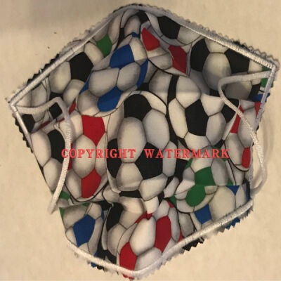 YOUTH FACE MASK - NON-MEDICAL GRADE MASK - HOMEMADE - 2PLY CLOTH - WASHABLE - MADE IN USA - SOCCER BALLS Thumbnail