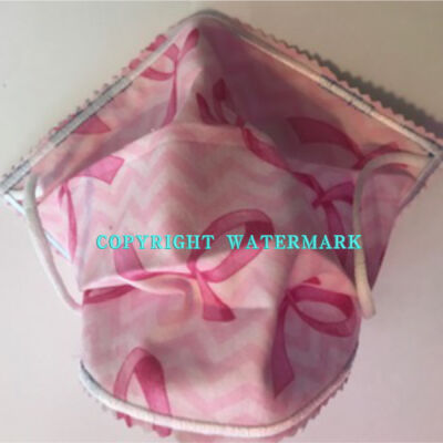 FACEMASK - NON-MEDICAL HOMEMADE MASK - BREAST CANCER AWARENESS RIBBONS Thumbnail