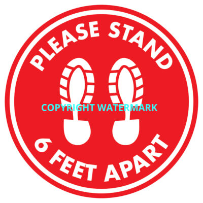 SIGNS - STAND 6' APART - 12" Round 6' Apart Floor Graphic 2 Thumbnail
