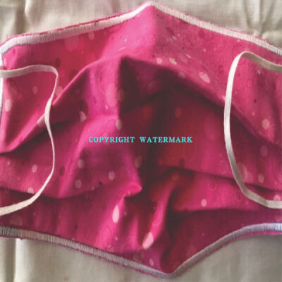 YOUTH FACE MASK - NON-MEDICAL GRADE HOMEMADE - 2 PLY CLOTH - WASHABLE - REUSABLE - PINK BUBBLES Thumbnail