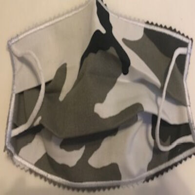 YOUTH FACEMASK - NON-MEDICAL HOMEMADE MASK - CAMOUFLAGE GRAY BLACK WHITE Thumbnail