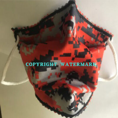 FACEMASK - NON-MEDICAL HOMEMADE MASK -2-PLY CLOTH - WASHABLE- DIGI CAMO ORANGE Thumbnail