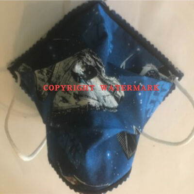 FACEMASK - NON-MEDICAL HOMEMADE MASK -2-PLY CLOTH - WASHABLE- STAR WARS MILLENIUM FALCON (Limited Edition) Thumbnail
