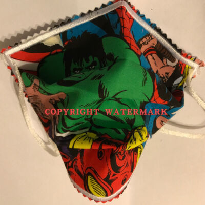 FACE MASK - NON-MEDICAL HOMEMADE MASK -2-PLY CLOTH - WASHABLE- Marvel Comics Characters Thumbnail