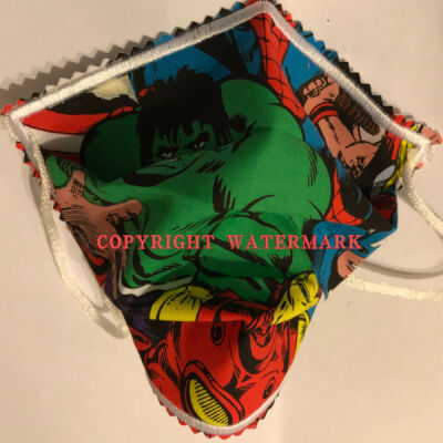 YOUTH FACE MASK - NON-MEDICAL HOMEMADE MASK -2-PLY CLOTH - WASHABLE- Marvel Comics Characters Thumbnail