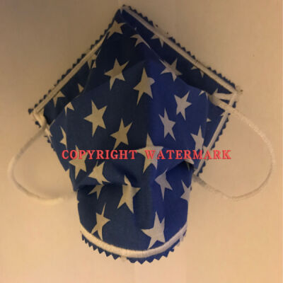 FACE MASK - NON-MEDICAL HOMEMADE MASK -2-PLY CLOTH - WASHABLE- STARS  Thumbnail