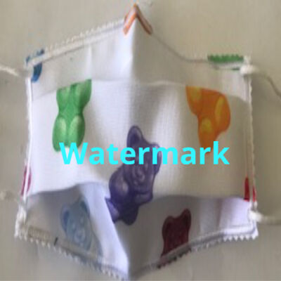 FACEMASK - NON-MEDICAL HOMEMADE MASK -2-PLY CLOTH - WASHABLE- GUMMY BEARS  Thumbnail