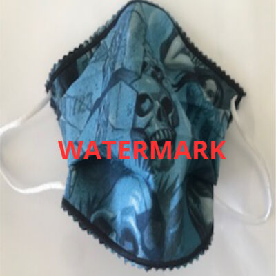 FACEMASK - NON-MEDICAL HOMEMADE MASK -2-PLY CLOTH - WASHABLE- skulls Thumbnail