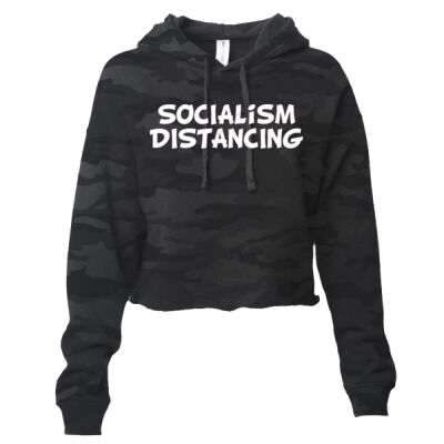 SOCIALism Distancing - Independent Trading Co. Women’s Lightweight Cropped Hooded Sweatshirt  2 Thumbnail