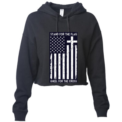 STAND FOR THE FLAG BUT KNEEL FOR THE CROSS - Independent Trading Co.Women’s Lightweight Cropped Hooded Sweatshirt  Thumbnail