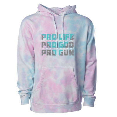 Pro Life Pro God Pro Gun - Independent Trading Co. Midweight Tie-Dyed Hooded Sweatshirt  2 Thumbnail