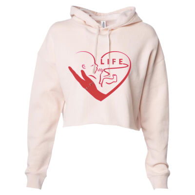 ProLife Baby in Hand and Heart- Independent Trading Co.Women’s Lightweight Cropped Hooded Sweatshirt  2 Thumbnail