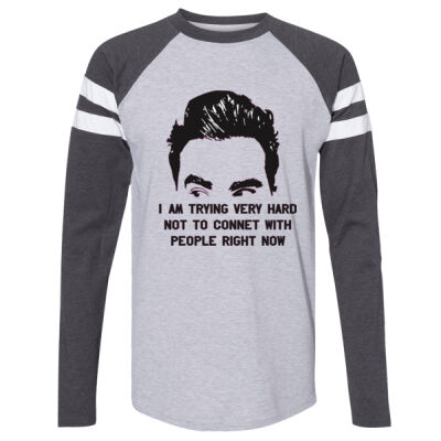 TRYING HRAD NOT TO CONNECT WITH PEOPLE RIGHT NOW - LAT Fine Jersey Mash Up Long Sleeve Tee Thumbnail