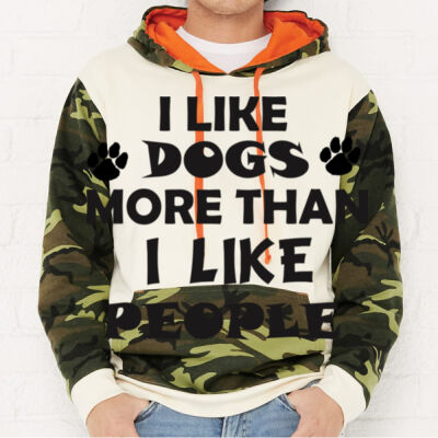 DOGS BETTER THAN PEOPLE = CODE FIVE Fashion Camo Hooded Sweatshirt Thumbnail