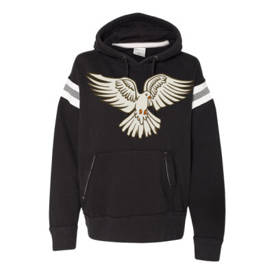 DOVE - J. America - Vintage Athletic Hooded Sweatshirt WITH SLEEVE STRIPES  Thumbnail