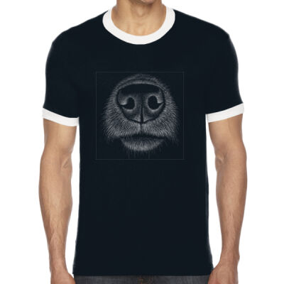 DOG NOSE -- AMERICAN APPAREL-Unisex 50/50 Ringer Tee Thumbnail