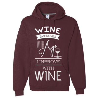 WINE IMPROVES WITH AGE I IMPROVE WITH WINE -  RUSSELL ATHLETICS - Dri Power® Hooded Pullover Sweatshirt  Thumbnail