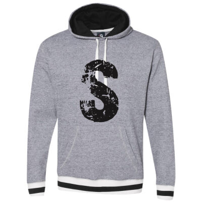 "S" -  J AMERICA -Peppered Fleece Lapover Hooded Sweatshirt Thumbnail