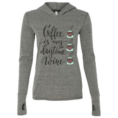 COFFEE IS MY DAYTIME WINE - ALL SPORT - Women's Triblend Long Sleeve Hooded Pullover Thumbnail