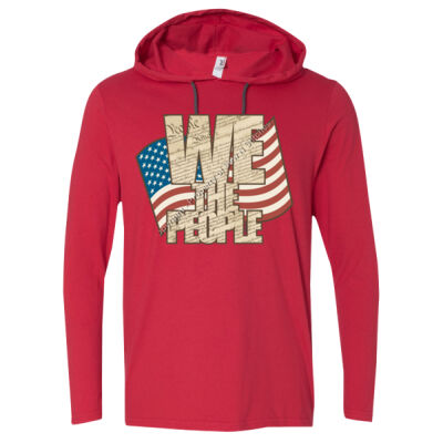 WE THE PEOPLE OVER THE FLAG -  ANVIL -Lightweight Hooded Long Sleeve T-Shirt Thumbnail
