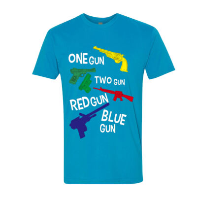 ONE GUN TWO GUN RED GUN BLUE GUN -  NEXT LEVEL Sueded Short Sleeve Crew Thumbnail