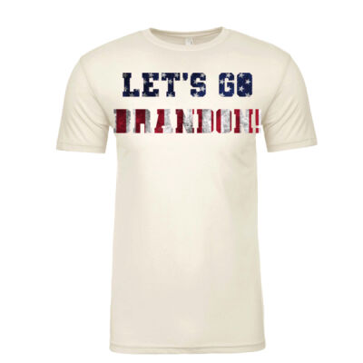 Sew N Stitches NEXT LEVEL Sueded Short Sleeve Crew - Let's Go Brandon vertical flag - choose your shirt color Thumbnail