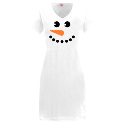 SNOWMAN FACE  DRESS - SEW N STITCHES - LA T Ladies T-Shirt Dress Thumbnail