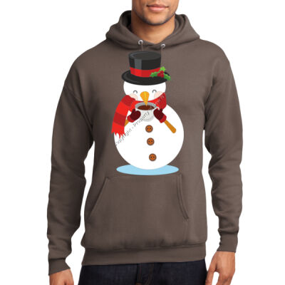 SNOWMAN WITH HOT BEVERAGE - Sew N Stitches - Core Fleece Pullover Hooded Sweatshirt Thumbnail