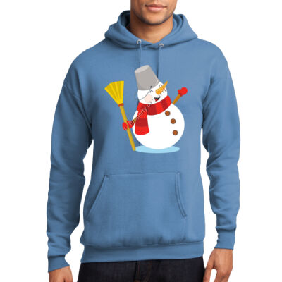 SNOWMAN WITH BUCKET HAT AND BROOM- Sew N Stitches - Core Fleece Pullover Hooded Sweatshirt Thumbnail